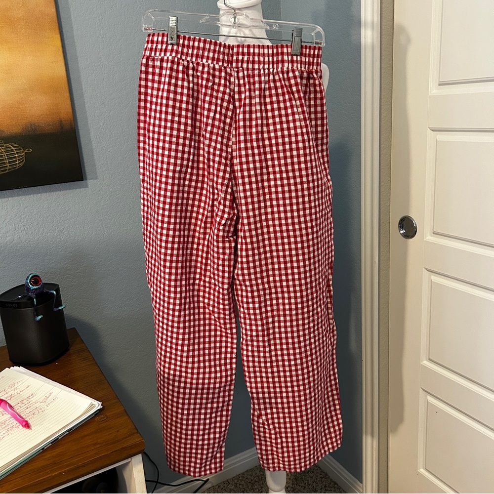 Red and White Gingham Checkered Wide-legged Women’s Lounge Pants Size Medium - Picture 2 of 4